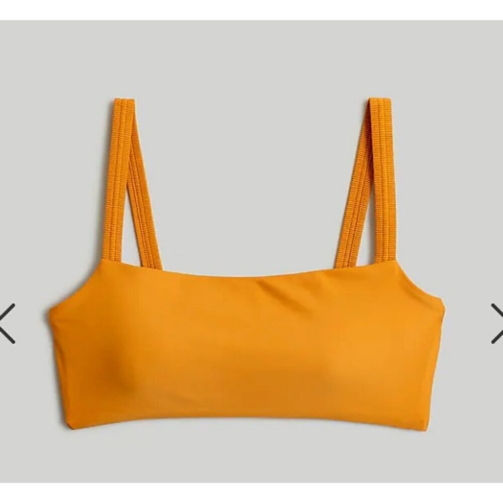 Madewell Scrunchy-Strap Square Neck Bikini Swim Top Ochre Fresco Size XS NL272